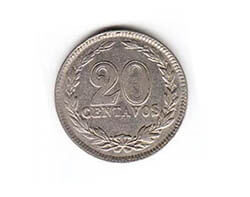 moneda de 20 centavos argentino de 1929