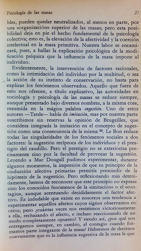 Página 27 del ensayo Psicología de las masas
